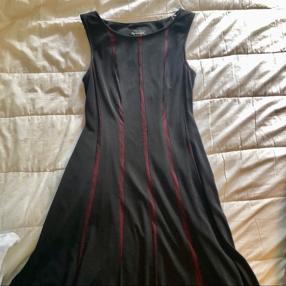 Black & Maroon Striped Dress